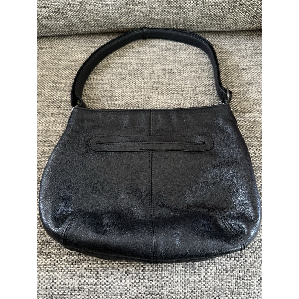 Brighton Cleo Bow Leather Large Metallic Black Shoulder Bag Side Pockets 16x12" - Picture 4 of 8
